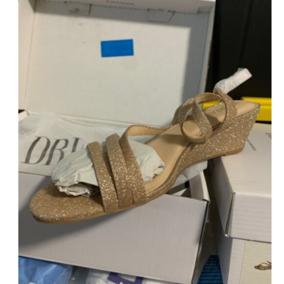 DREAM PAIRS Strappy Wrapped Dressy Wedge Sandals, Ankle Strap Open Toe, GOLD - Picture 6 of 6